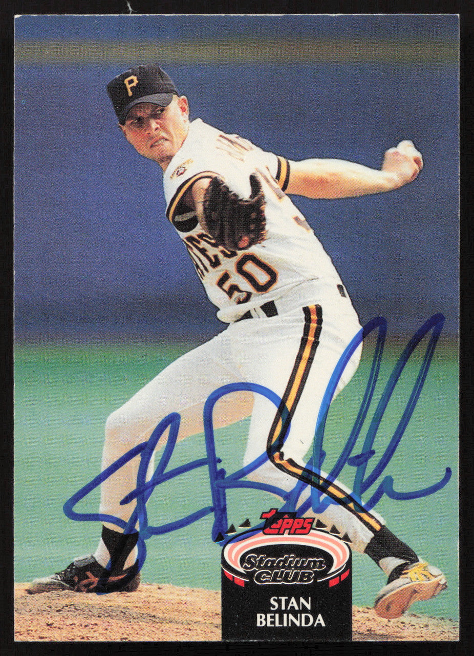 Stan Belinda Autographed 1992 Stadium Club Card #75 Pittsburgh Pirates SKU #264177
