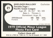 Sheldon Mallory Autographed 1979 TCMA Rookie Card #21 Tacoma Tugs SKU #264180