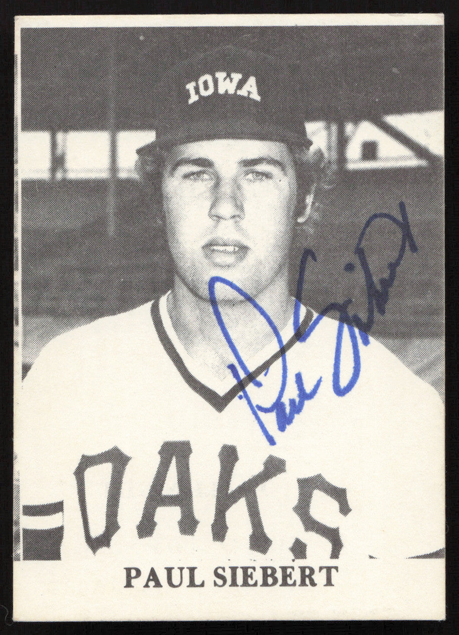 Paul Siebert Autographed 1975 TCMA Rookie Card Iowa Oaks SKU #264181