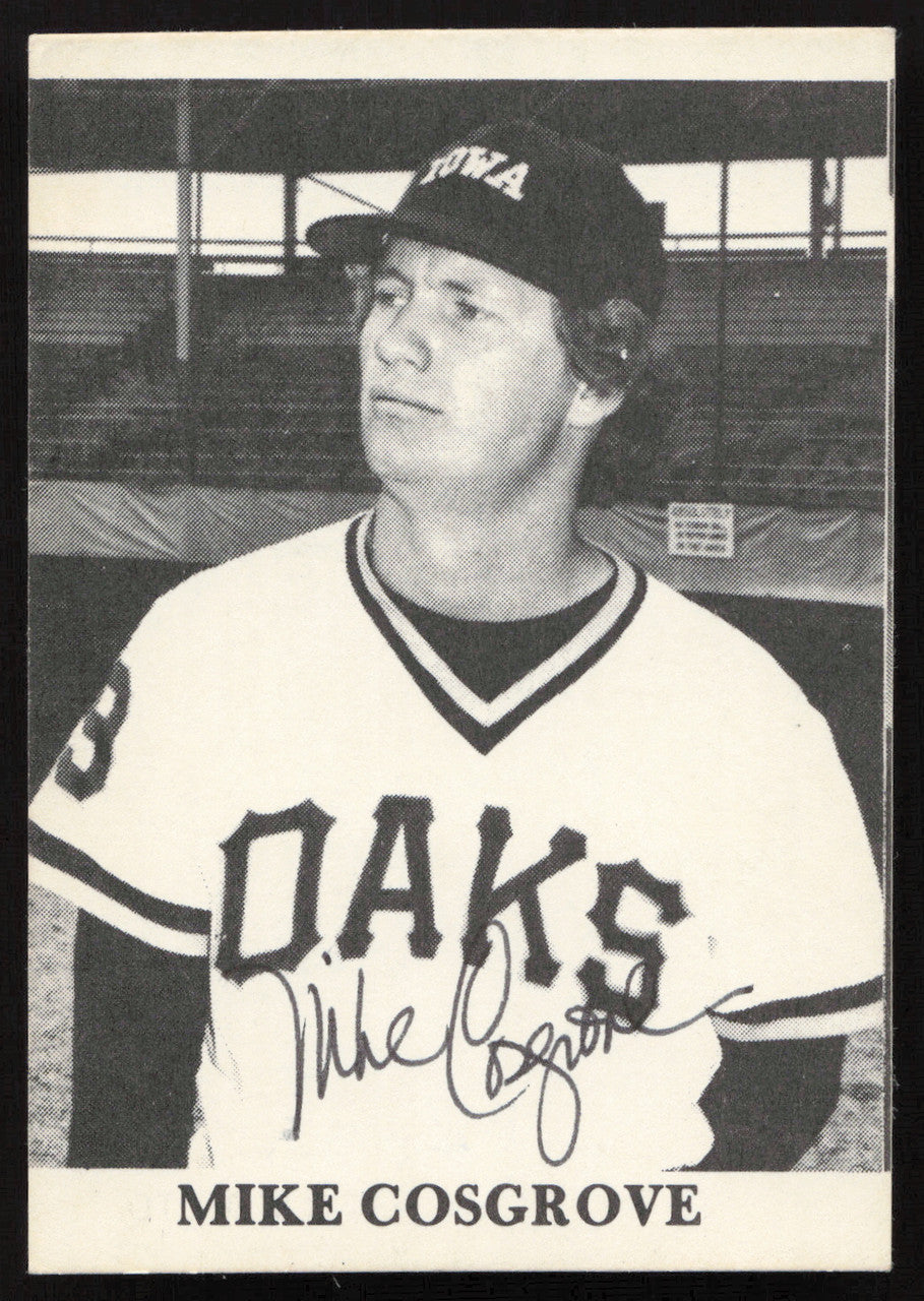 Mike Cosgrove Autographed 1975 TCMA Rookie Card Iowa Oaks SKU #264182