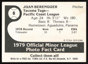 Juan Berenguer Autographed 1979 TCMA Rookie Card #6 Tacoma Tugs SKU #264184