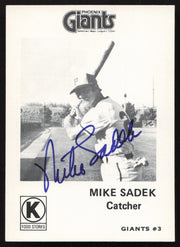 Mike Sadek Autographed 1975 Circle K Card #20 Phoenix Giants SKU #264189