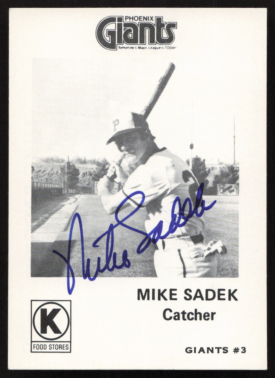 Mike Sadek Autographed 1975 Circle K Card #20 Phoenix Giants SKU #264189