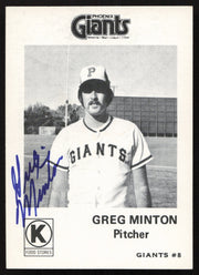 Greg Minton Autographed 1975 Circle K Rookie Card #31 Phoenix Giants SKU #264192