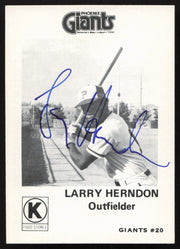 Larry Herndon Autographed 1975 Circle K Rookie Card #11 Phoenix Giants SKU #264194