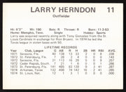 Larry Herndon Autographed 1975 Circle K Rookie Card #11 Phoenix Giants SKU #264194