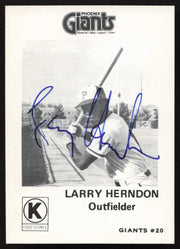 Larry Herndon Autographed 1975 Circle K Rookie Card #11 Phoenix Giants SKU #264195