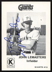 John Lemaster Autographed 1975 Circle K Card #2 Phoenix Giants SKU #264197