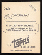 Jim Sundberg Autographed 1982 Topps Stickers Card #240 Texas Rangers SKU #264209