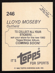 Lloyd Moseby Autographed 1982 Topps Stickers Card #246 Toronto Blue Jays SKU #264211