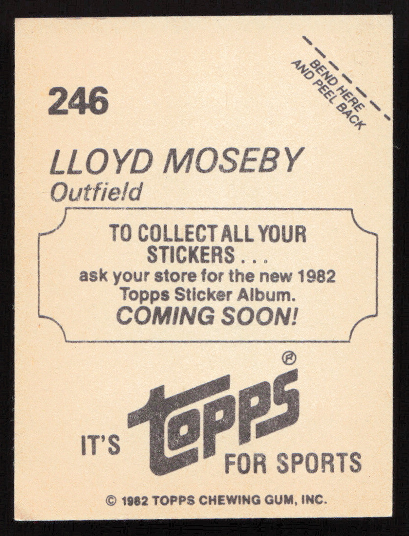 Lloyd Moseby Autographed 1982 Topps Stickers Card #246 Toronto Blue Jays SKU #264211