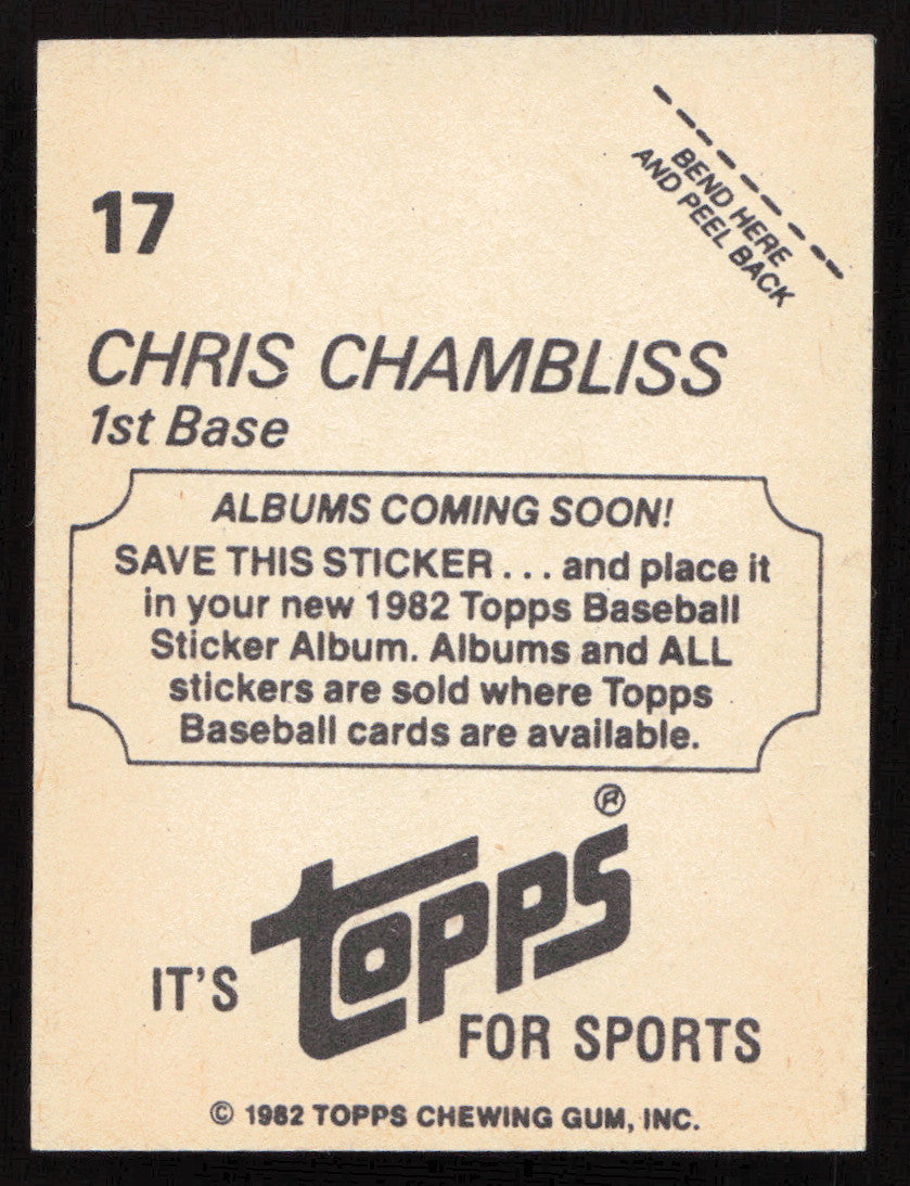 Chris Chambliss Autographed 1982 Topps Stickers Card #17 Atlanta Braves SKU #264214