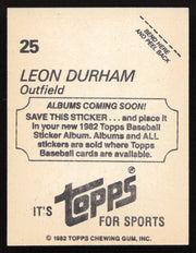 Leon Durham Autographed 1982 Topps Stickers Card #25 Chicago Cubs SKU #264215