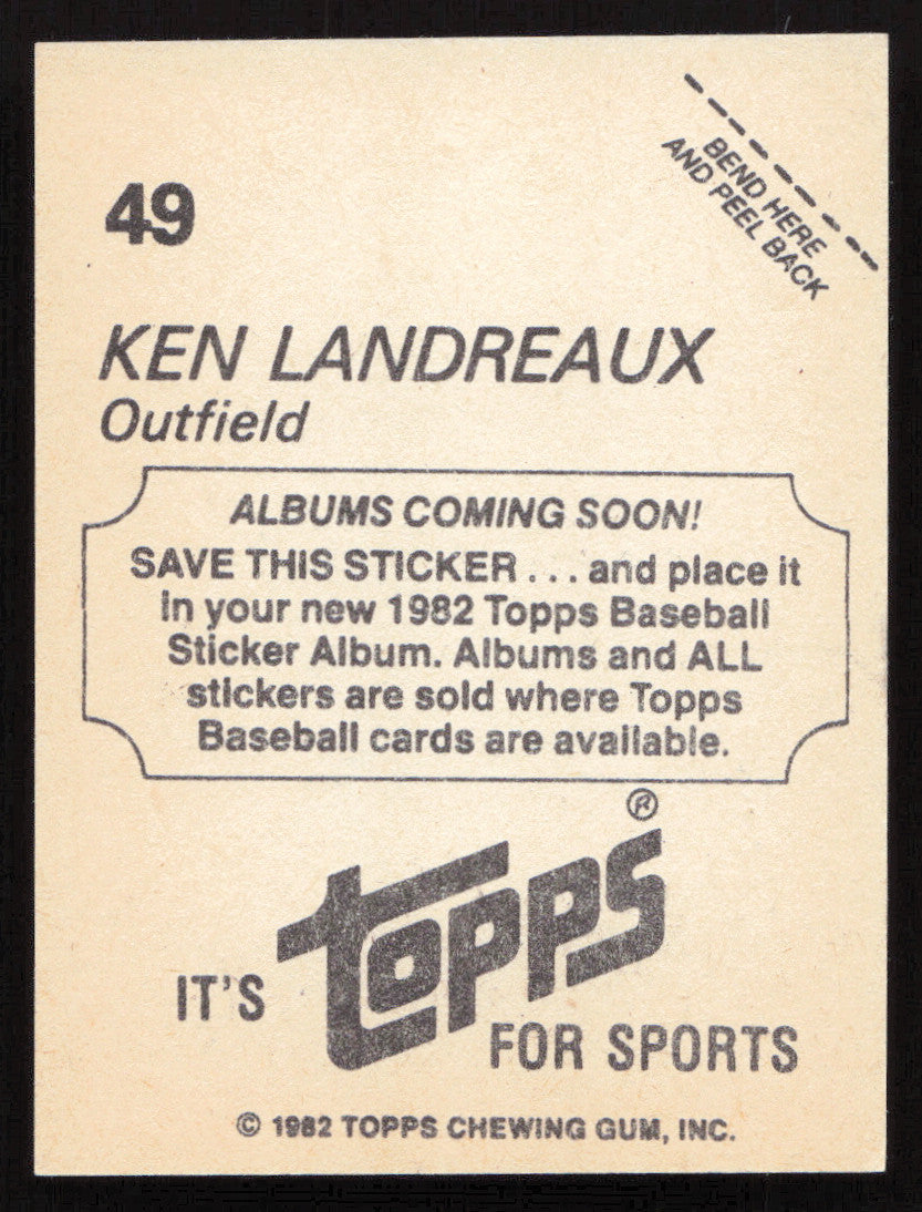 Ken Landreaux Autographed 1982 Topps Stickers Card #49 Los Angeles Dodgers SKU #264219