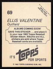Ellis Valentine Autographed 1982 Topps Stickers Card #69 New York Mets SKU #264222