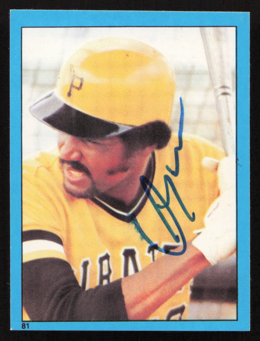 Omar Moreno Autographed 1982 Topps Stickers Card #81 Pittsburgh Pirates SKU #264225