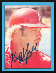 Ken Oberkfell Autographed 1982 Topps Stickers Card #89 St. Louis Cardinals SKU #264226
