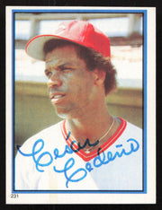 Cesar Cedeno Autographed 1983 Topps Stickers Card #231 Cincinnati Reds SKU #264232