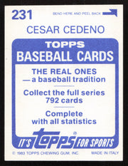 Cesar Cedeno Autographed 1983 Topps Stickers Card #231 Cincinnati Reds SKU #264232