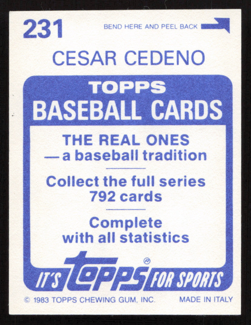Cesar Cedeno Autographed 1983 Topps Stickers Card #231 Cincinnati Reds SKU #264232