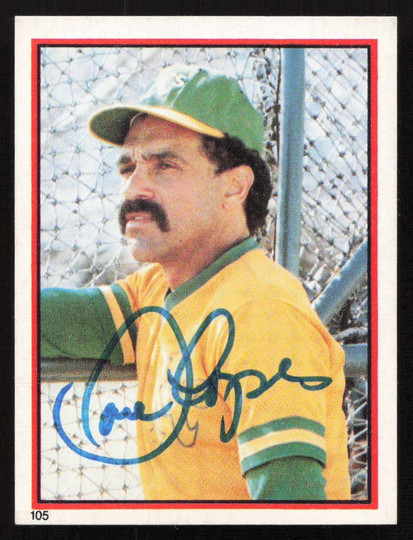Dave Lopes Autographed 1983 Topps Stickers Card #105 Oakland A's SKU #264233