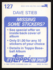 Dave Stieb Autographed 1983 Topps Stickers Card #127 Toronto Blue Jays SKU #264234