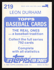 Leon Durham Autographed 1983 Topps Stickers Card #219 Chicago Cubs SKU #264236