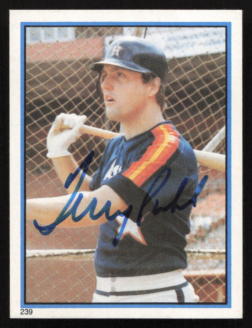 Terry Puhl Autographed 1983 Topps Stickers Card #239 Houston Astros SKU #264237