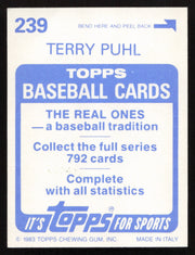 Terry Puhl Autographed 1983 Topps Stickers Card #239 Houston Astros SKU #264237