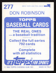 Don Robinson Autographed 1983 Topps Stickers Card #277 Pittsburgh Pirates SKU #264238