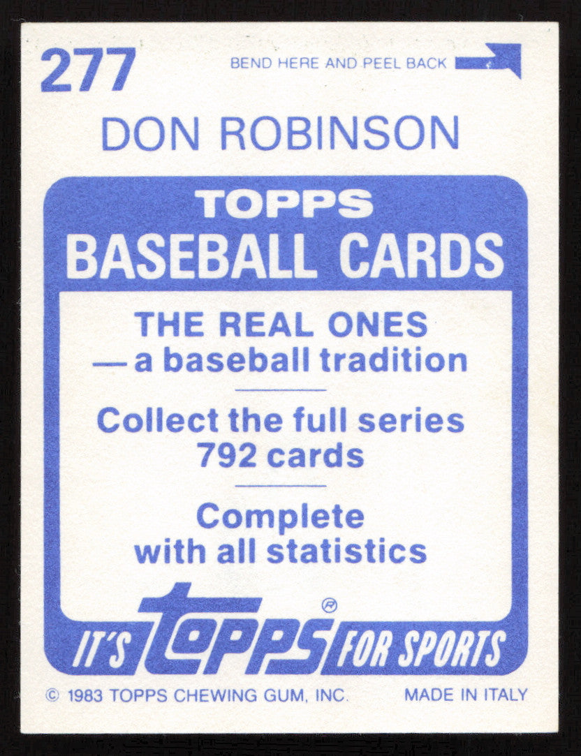 Don Robinson Autographed 1983 Topps Stickers Card #277 Pittsburgh Pirates SKU #264238