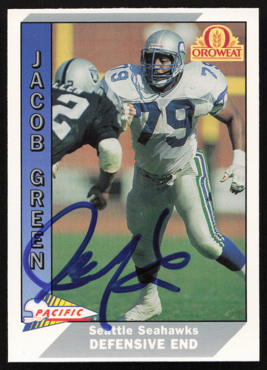 Jacob Green Autographed 1991 Pacific Oroweat Card #12 Seattle Seahawks SKU #264246