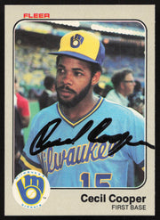 Cecil Cooper Autographed 1983 Fleer Card #30 Milwaukee Brewers SKU #264250