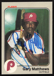Gary Matthews Autographed 1983 Fleer Card #165 Philadelphia Phillies SKU #264251