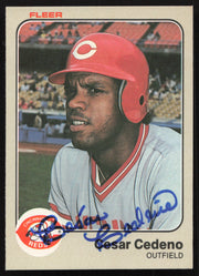 Cesar Cedeno Autographed 1983 Fleer Card #587 Cincinnati Reds SKU #264253