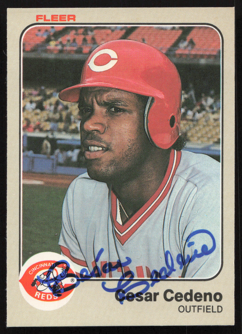 Cesar Cedeno Autographed 1983 Fleer Card #587 Cincinnati Reds SKU #264253