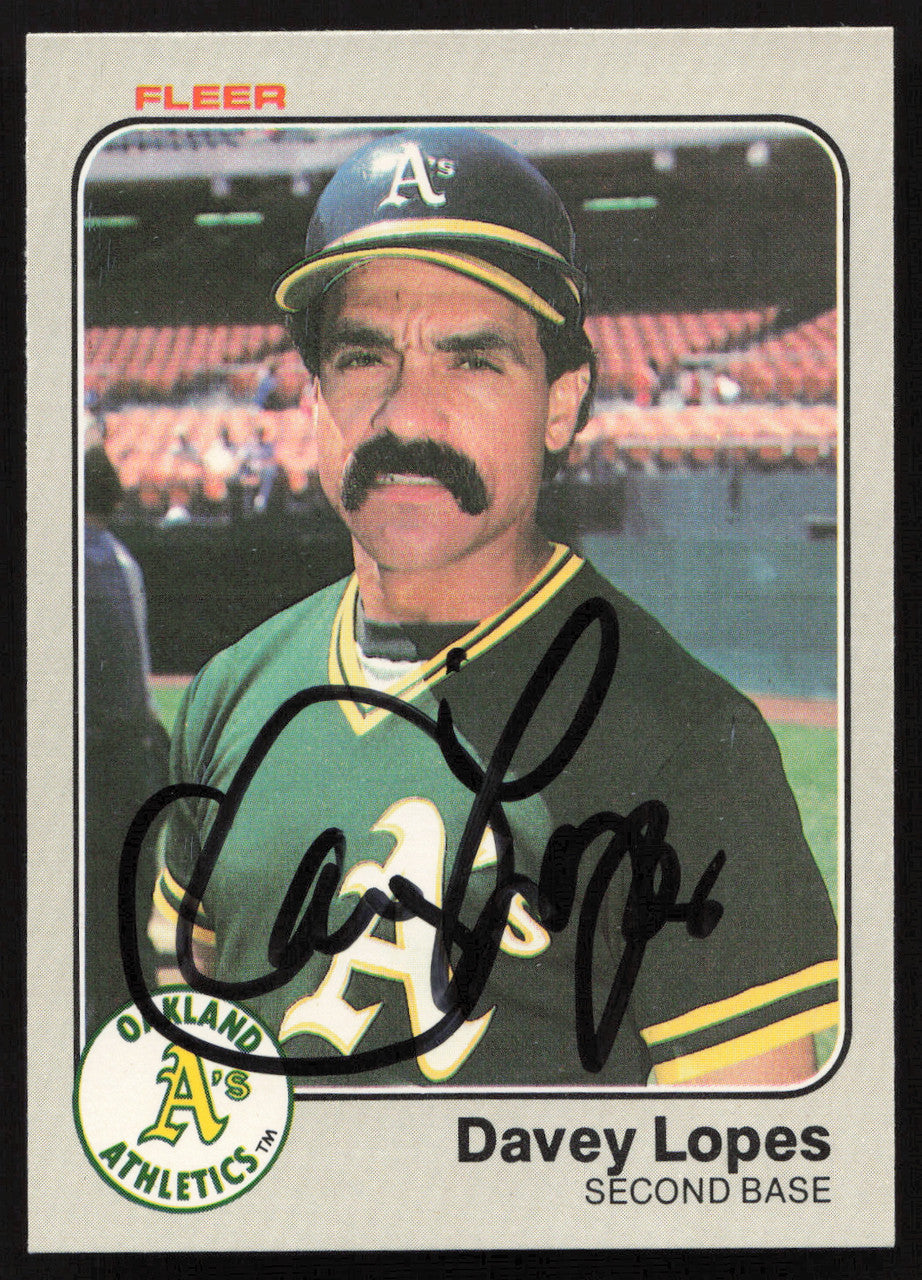 Dave Davey Lopes Autographed 1983 Fleer Card #524 Oakland A's SKU #264256