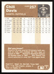 Chili Davis Autographed 1983 Fleer Card #257 San Francisco Giants SKU #264260