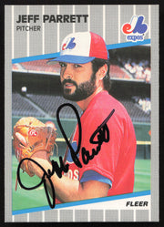 Jeff Parrett Autographed 1989 Fleer Card #389 Montreal Expos SKU #264268