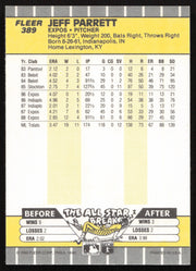 Jeff Parrett Autographed 1989 Fleer Card #389 Montreal Expos SKU #264268