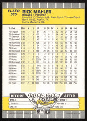 Rick Mahler Autographed 1989 Fleer Card #595 Atlanta Braves SKU #264269