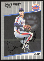 David West Autographed 1989 Fleer Card #51 New York Mets SKU #264270