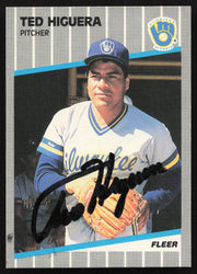 Ted Higuera Autographed 1989 Fleer Card #188 Milwaukee Brewers SKU #264274