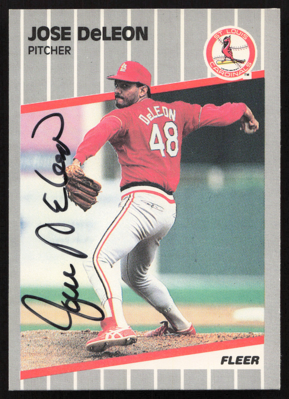 Jose DeLeon Autographed 1989 Fleer Card #449 St. Louis Cardinals SKU #264281