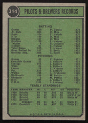 Del Crandall Autographed 1974 Topps Card #314 Milwaukee Brewers SKU #264286