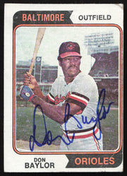Don Baylor Autographed 1974 Topps Card #187 Baltimore Orioles SKU #264288