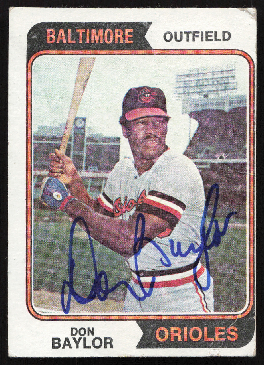Don Baylor Autographed 1974 Topps Card #187 Baltimore Orioles SKU #264288