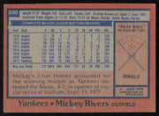 Mickey Rivers Autographed 1978 Topps Card #690 New York Yankees SKU #264307