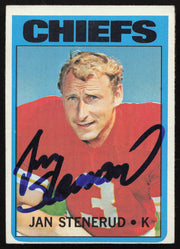 Jan Stenerud Autographed 1972 Topps Card #61 Kansas City Chiefs SKU #264312