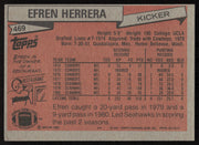 Efren Herrera Autographed 1981 Topps Card #469 Seattle Seahawks SKU #264315